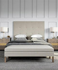 Bedroom with 23 Inch Tall Table Lamp With Seeded Glass Shade Polished Nickel Finish And Flax Linen Fabric A Stylish Nightstand Or Side Table Light