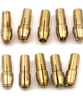 Heavy Duty Brass Micro Collet Chuck Adapter Set For Dremel Rotary Tools 0.5 To 3.2mm Compatible With Mini Power Drills showing ten brass adapters