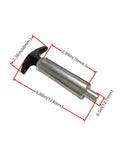 Heavy Duty Spring Loaded Pull Pin With Extended Welded Steel Barrel And Sure Grip Black Handle For Tight Pipe Chassis Setup and Hustle Proof Workshop Gear, showing dimensions.