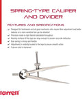 Spring Type Caliper And Divider with Bow Spring And Hardened Fulcrum Stud For 3 Inch Capacity shown with specifications