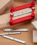 Precision Center Finder Gauge Woodworking Set Featuring Interchangeable Marking Rods For Self Centering Doweling Jig And Joinery Drill Guide Dead Nuts Accurate Zero Fuss Shop Staple shown with aluminum body and marking rods.