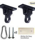 Heavy Duty Swing Hangers Built Tough With Rust Proof Aluminum And A Badass 5000 Pound Hold For Porch Swings Indoor Outdoor Ready For Dead Simple Hook Up Two Pack including two brackets, screws, and a carabiner.