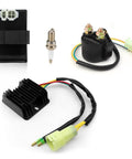 Ignition Coil CDI Box With Voltage Regulator Rectifier Starter Relay Spark Plug Kit Must Have For FourTrax 300 TRX300 TRX300FW 1993 2x4 4x4 Replacement Parts Bundle, showing ignition components and wiring connectors.