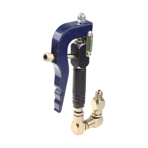 Air Operated Grease Gun Handheld High Pressure Injector with beefy aluminum alloy body and quick connect nozzle close-up.