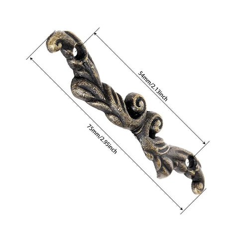 Close-up of Vintage Bronze Knobs Set 10 Pcs Antique Drawer Pull Handles For Cabinets Jewelry Boxes And Mini Chests Large 75 X 15 X 8 Mm Zinc Alloy