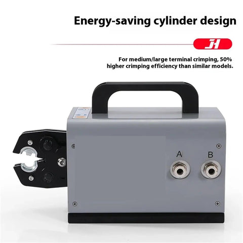 Top Notch Heavy Duty Pneumatic Crimping Machine JH-60L showing energy-saving cylinder design for efficient crimping of terminals.