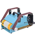 Versatile Desktop Double Axis Belt Sander And Polisher Grinder With Infinitely Variable Speed. Compact 950W tool for sanding and polishing.