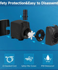 Whisper Quiet Submersible Pump For Aquariums Ponds And Hydroponics With Adjustable Flow 220 GPH 15W disassembled view