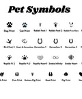 Array of pet symbols featuring paw prints, animal tracks, and heart motifs, used for Custom Rabbit Memorial Stone For Outdoor Gardens And Gravesite.