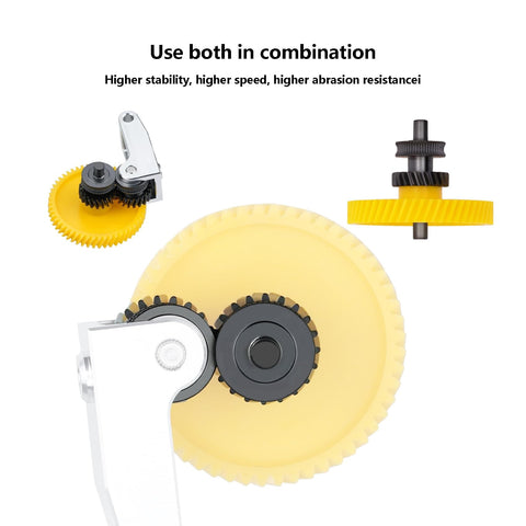 Hardcore Hardened Steel Extruder Gear Kit for P1P P1S X1C X1E 3D Printer Upgrade with dual gears and yellow cog detail