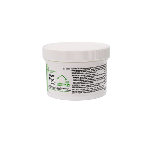 White container of Duct Fresh Gel Odor Eliminator For HVAC Systems, Non Toxic Deodorizer And Cleaner That Removes Odors, Easy to Use