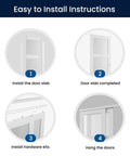 Installation steps for Sliding Closet Door Set For 72x80 Inch Openings, 3 Lite Frosted Glass MDF Barn Door With Hardware Kit.
