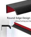 Close-up of 6 Pack Self Adhesive Drawer Pulls Black 5.9 Inch Back Mount Finger Edge Cabinet Handles No Drill Hidden Stick On Kitchen Cupboard Pulls
