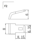 Dimensions of F2 connector showing side and top view for Three Piece 12V 10Ah SLA Replacement Batteries For Ups Backup Power And Home Alarm Systems Offering No Sweat Setup And Legit Heavy Duty Reliability With Smooth Daily Operation That Really Delivers The Goods.