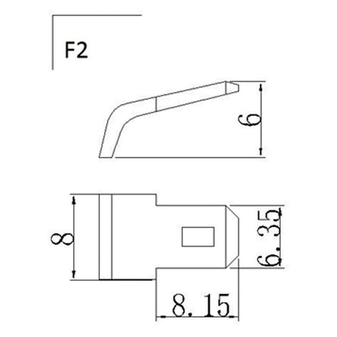 Dimensions of F2 connector showing side and top view for Three Piece 12V 10Ah SLA Replacement Batteries For Ups Backup Power And Home Alarm Systems Offering No Sweat Setup And Legit Heavy Duty Reliability With Smooth Daily Operation That Really Delivers The Goods.