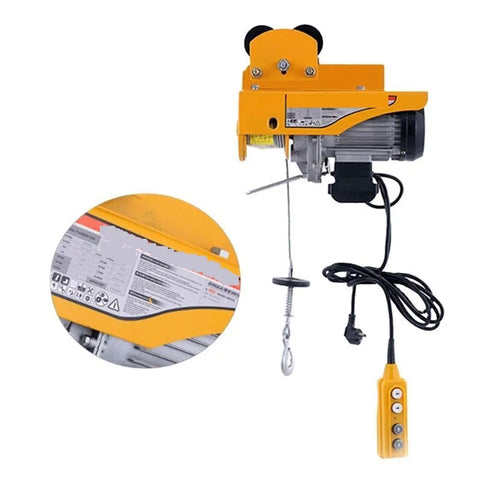 Heavy Duty Electric Wire Rope Hoist With Slick Wireless Remote Control 100 Kg Capacity Smooth Operator Setup For Garage Crew Single Or Double Slings Reaches Thirty Eight Feet High Quick Release Hooks For No Sweat Rigging