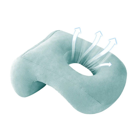 Velvet Donut Desk Nap Pillow Cushion With Velvet Fabric, Soft Donut Shaped Pillow For Face Down Sleepers with air flow arrows, 32 cm