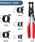 Premium 90 Plus One Plier Assortment Kit With Heavy Duty Vacuum Spring Fuel Hose Pipe Tube Clamps In Black For Various Sizes Including 10 13 17 19 And 21 Millimeters Perfect For Home Repair Or Auto Fix It Stuff Right Now, black fuel hose clamps and plier
