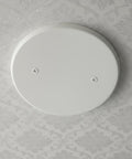Installed round cover plate for three and one half inch electrical box with two and three quarter inch screw distance.