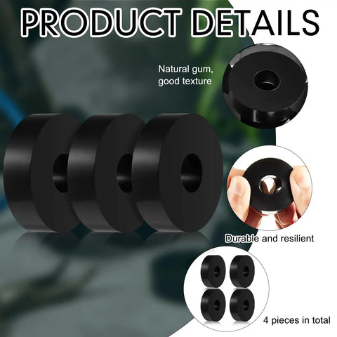 Killer 4 Pc Thick Rubber Isolation Pads And Vibration Damping Washers 1 5 Inch Od displayed in black with a close-up on texture.