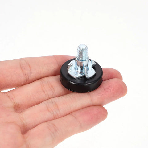 Close-up of adjustable furniture leveling foot with T nut from Adjustable Furniture Leveling Feet Kit 12 Pcs With T Nuts And Anti Slip Pads