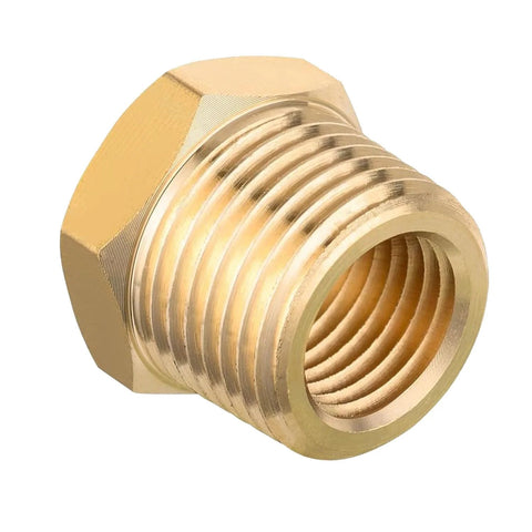 Brass reducer hex bushing, 1 in NPT male x 3/4 in NPT female, pipe fitting adapter, pack of 4