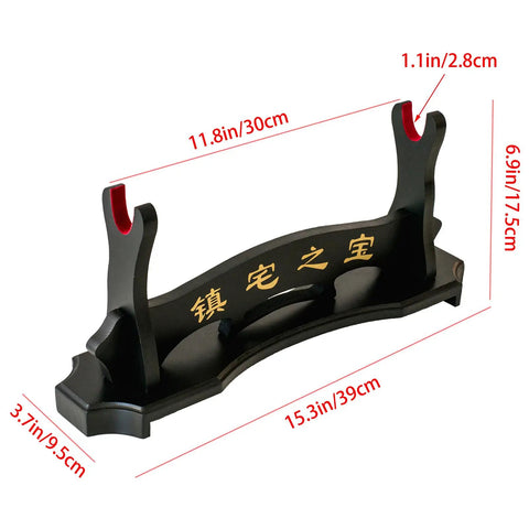 Solid Wood Sword Display Stand For Katana Wakizashi And Tanto Velvet Padded Wall Hanger Rack One Tier Easy Assembly black stand