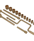 Rigged Out 17 Piece Half Inch Square Drive Socket Set Crafted From DropForged Beryllium Copper for precision auto repairs and zero spark action.