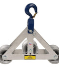Triangle Sheave Cable Guide With 6500 Lb Capacity, Lightweight Aluminum Frame, Pinned Steel Yoke, Blue Hook