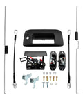 Heavy Duty Tailgate Latch Rebuild Kit For Chevy Silverado And Gmc Sierra 2007 To 2014 shows 23-piece replacement hardware including latches, cables, and parts.