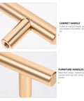 Close-up of 5 Pack Golden Cabinet Pull Handles Single Hole T Bar Style For Cabinets Wardrobe Doors Drawers Kitchen Cupboards Easy Install Hardware