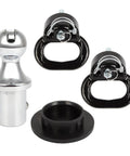 Heavy Duty Trailer Gooseneck Ball With Integrated Safety Chain Kit For Dodge Ram 2500 And 3500 Puck System Towing Setup showing chrome ball and anchors.