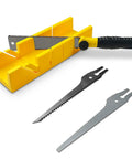 4 Piece Miter Box And Saw Set With A 2.68 By 12 Inch Miter Box And Three Saws For Quick Bevel And Miter Cuts From Hardwood To Soft Metals DIYer Friendly For Light Duty Projects
