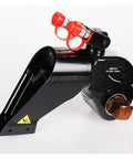 Pro Grade Hydraulic Torque Wrench With 10000 Nm Output And One Point Five Inch Square Drive showing metal body, dual connectors, and drive socket.