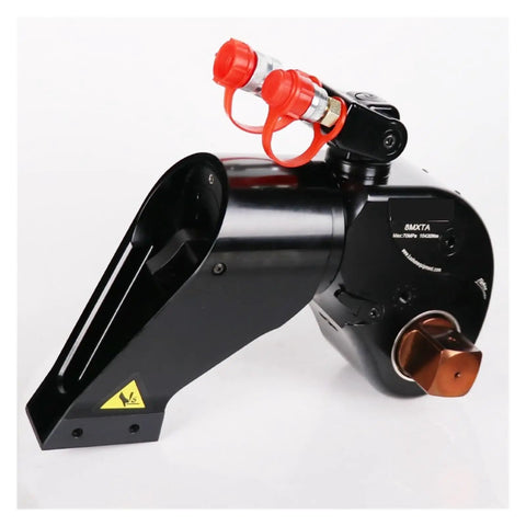 Pro Grade Hydraulic Torque Wrench With 10000 Nm Output And One Point Five Inch Square Drive showing metal body, dual connectors, and drive socket.