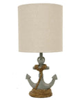 Anchor Accent Lamp With Cozy Coastal Vibe In Antique Iced Blue Resin Anchor Base Easy On Off Push Through Switch Nautical Decor Lighting For Living Room Bedroom Or Desk.