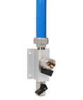 Slick Pro Badass 3 4 Inch Pex Al Pex Air Compressor Piping Kit brass valve with blue HDPE tubing for garage setup.