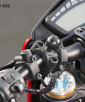 Motorcycle handlebar with Torque Handlebar Mount Base With One Inch Ball For Three Quarters To One Inch Bars, mounted securely.