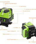 Pro Grade Multi Line Laser Level With Four Vertical Lines And A 360 Degree Horizontal Floor Line Self Leveling Green Cross Line