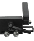 Woodworking Miter Track Jig 19mm T Slot Fixture with ergonomic rotatable handle and sliding limiter block, side view