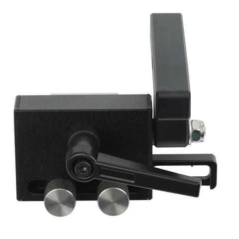 Woodworking Miter Track Jig 19mm T Slot Fixture with ergonomic rotatable handle and sliding limiter block, side view