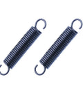 Dual Hook Tension Springs Pair With Strong Steel Wire 1.6mm By 12mm For Heavy Duty Projects, shown from a side view.