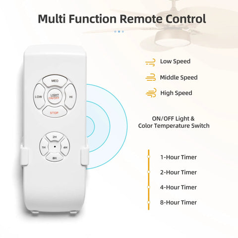 Remote control detail for Tropical Ceiling Fan With Light And Remote 52 Inch Palm Leaf Blades Indoor Outdoor Gold Finish.