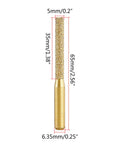 Golden Brazed Metal Router Bit For Marble Stone Grinders, 5mm diameter, 65mm long, designed for trimming stone surfaces.