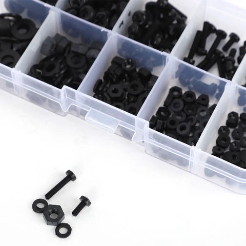 Nylon Screw Nut Washer Set Kit Go To M2 M2.5 M3 M4 M5 Sizes 270 Pieces Durable Hardware Fasteners with storage box