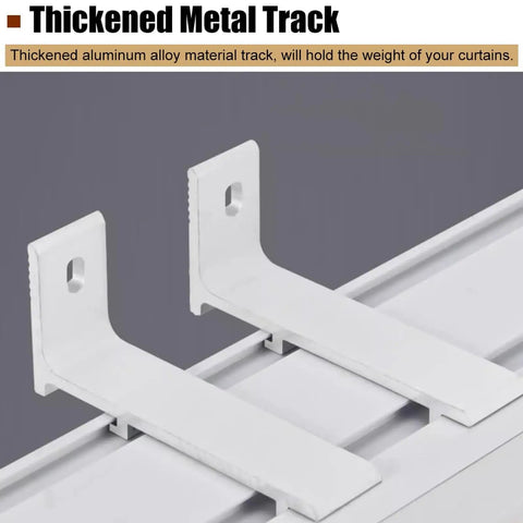 Thickened aluminum alloy track brackets for High Quality Two Layer Sliding Barn Door Track With Curtain Valance Wall Or Ceiling Mount Heavy Duty Double Roller System No Fuss Install For Home Makeover Silky Smooth Glide.
