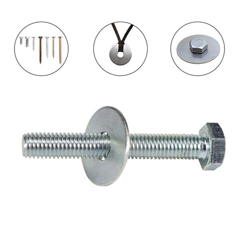 Stainless steel bolt with 1 in OD flat fender washer and hex nut