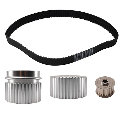 Hardcore Billet Gilmer Belt Drive Pulley Kit For Small Block Chevy 283 305 327 350 383 400 Featuring Chrome Alternator And Water Pump including pulleys and belt.
