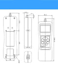 High Precision Digital Push And Pull Force Gauge With Peak Hold Function, 1000N Max, 0.001N Resolution, Compact Sensor Dynamometer For Material Testing And Quality Control, A Real Workhorse 20N To 1000N Range For Engineering Labs technical dimension drawing
