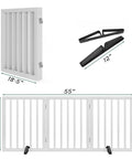 Freestanding Wooden Dog Gate With 3 Panels, 24 Inch Tall, Foldable White Pet Gate For Doorways And Stairs, Includes 2 Support Feet